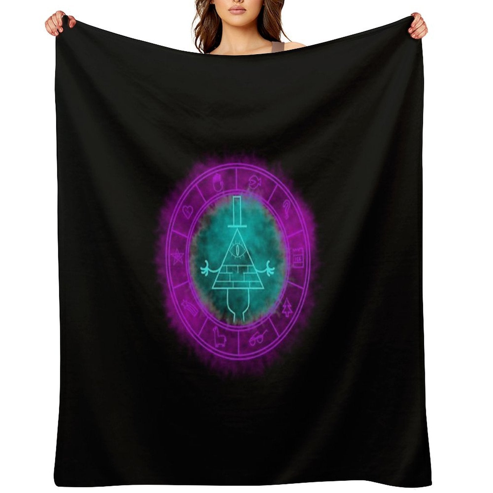 Bill Cipher Symbol Bluegreenpurple Wrinkle-free Throw Blanket
