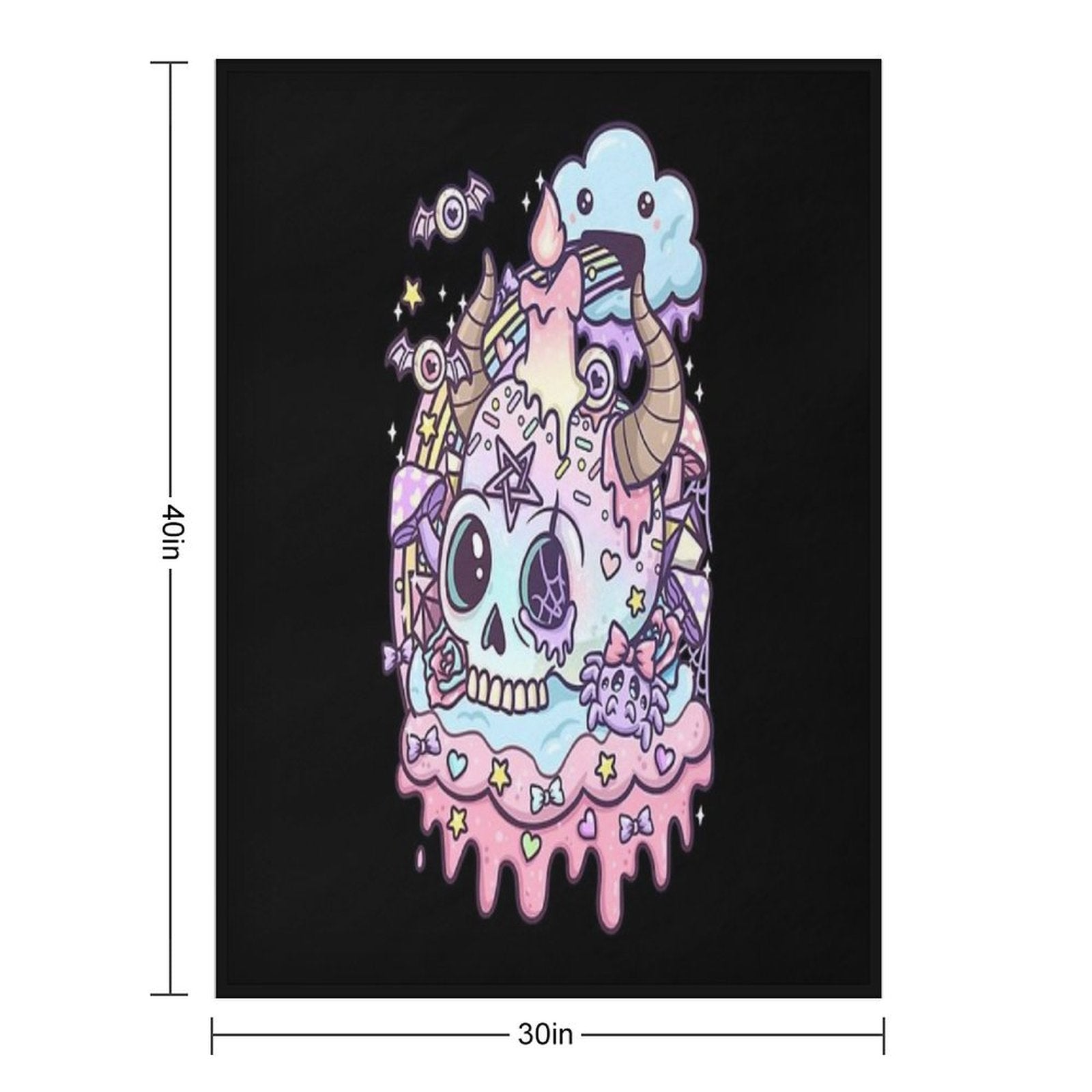 Pastel Goth Skull Kawaii Anti-pilling Throw Blanket