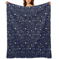 Galaxy - Cosmos, Moon And Stars. Astronomy Pattern. Cute Cartoon Universe Design. Multi-functional Throw Blanket