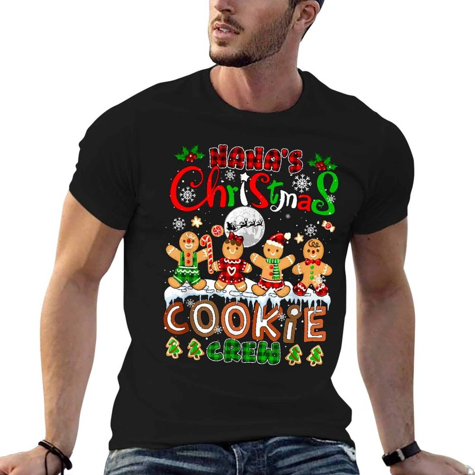 Nanas Christmas Cookie Crew Funny Baking Baker Group  Heathered Texture T-Shirt