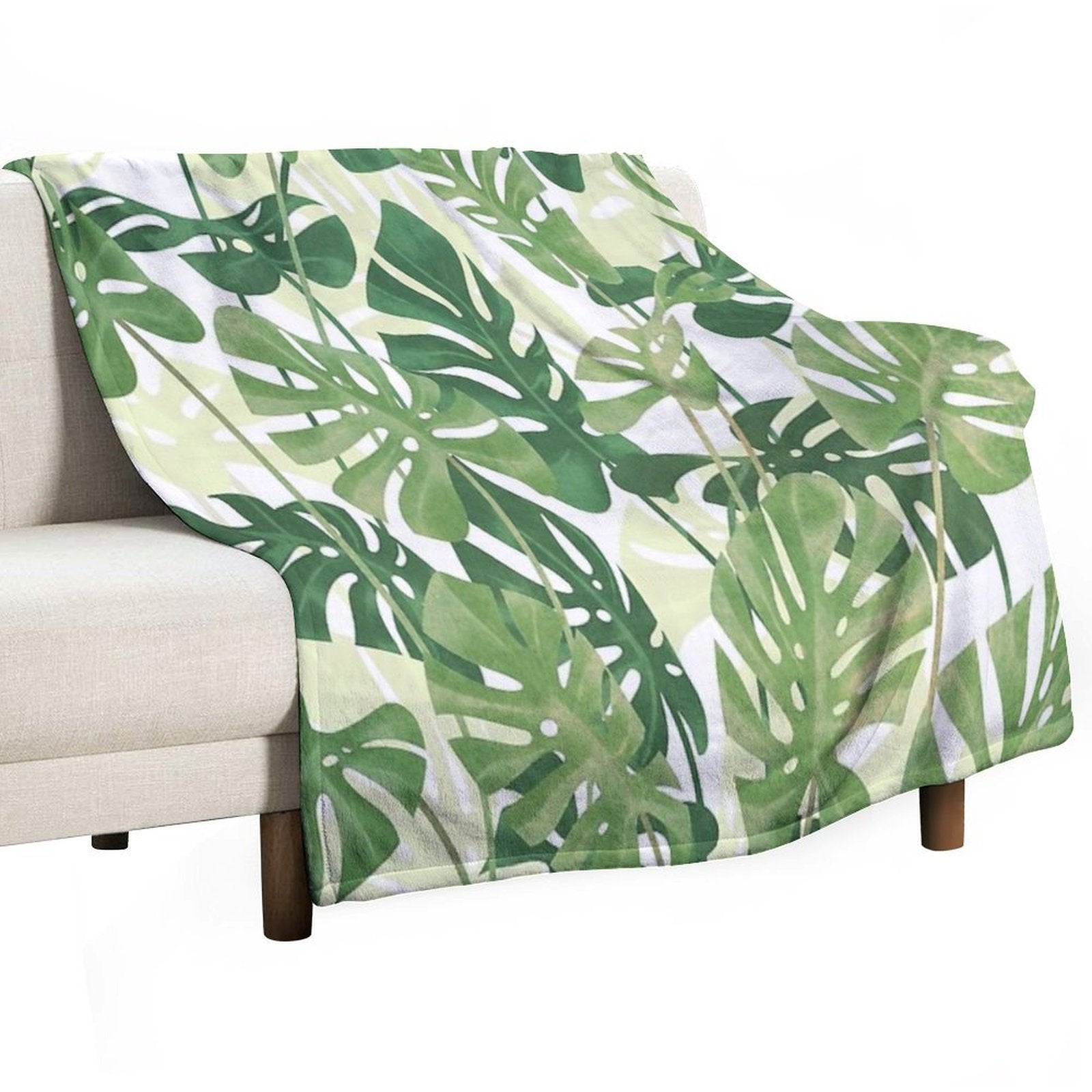 Vintage Monstera Leaves Eco-conscious Throw Blanket