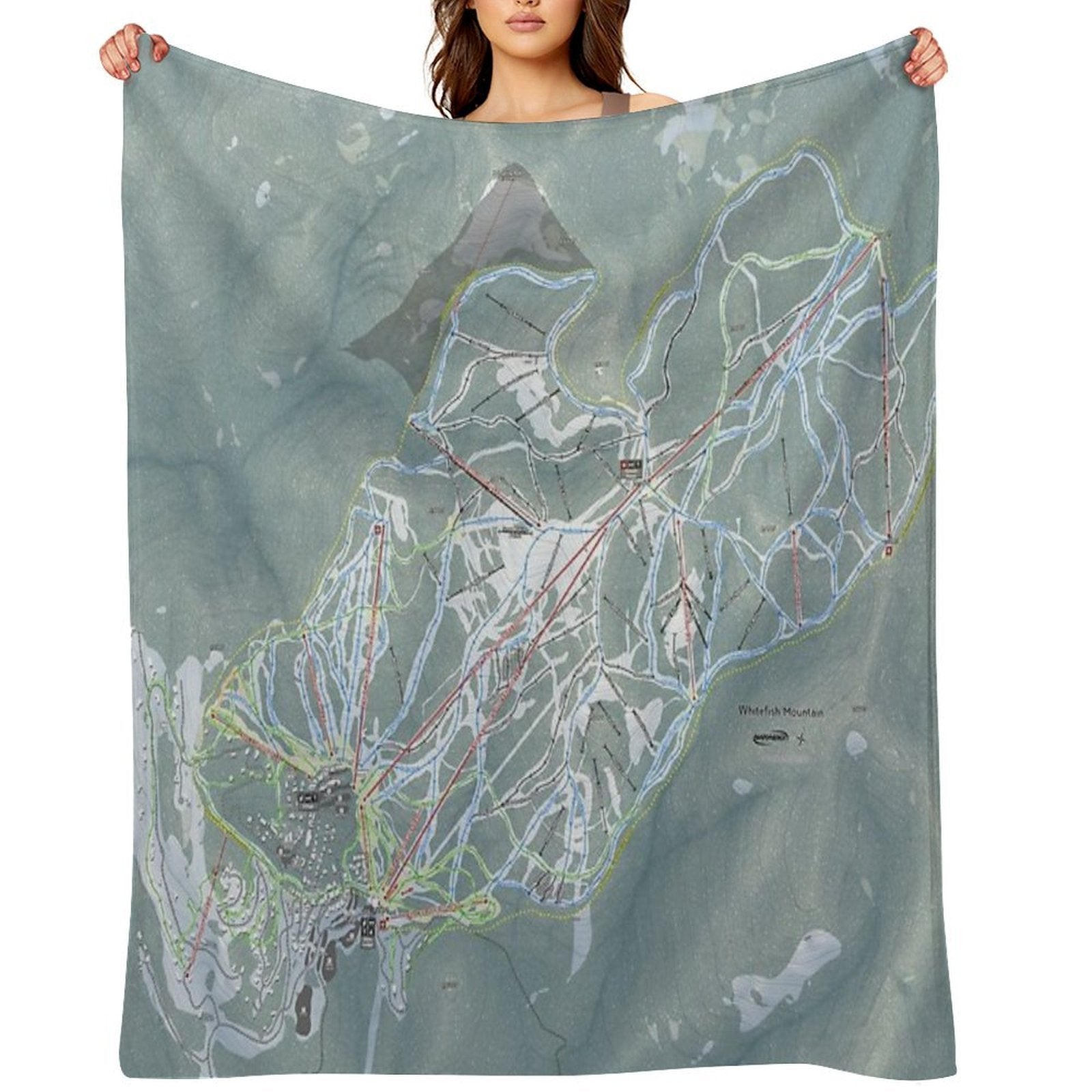 Whitefish Mountain Resort Trail Map Travel-friendly Throw Blanket