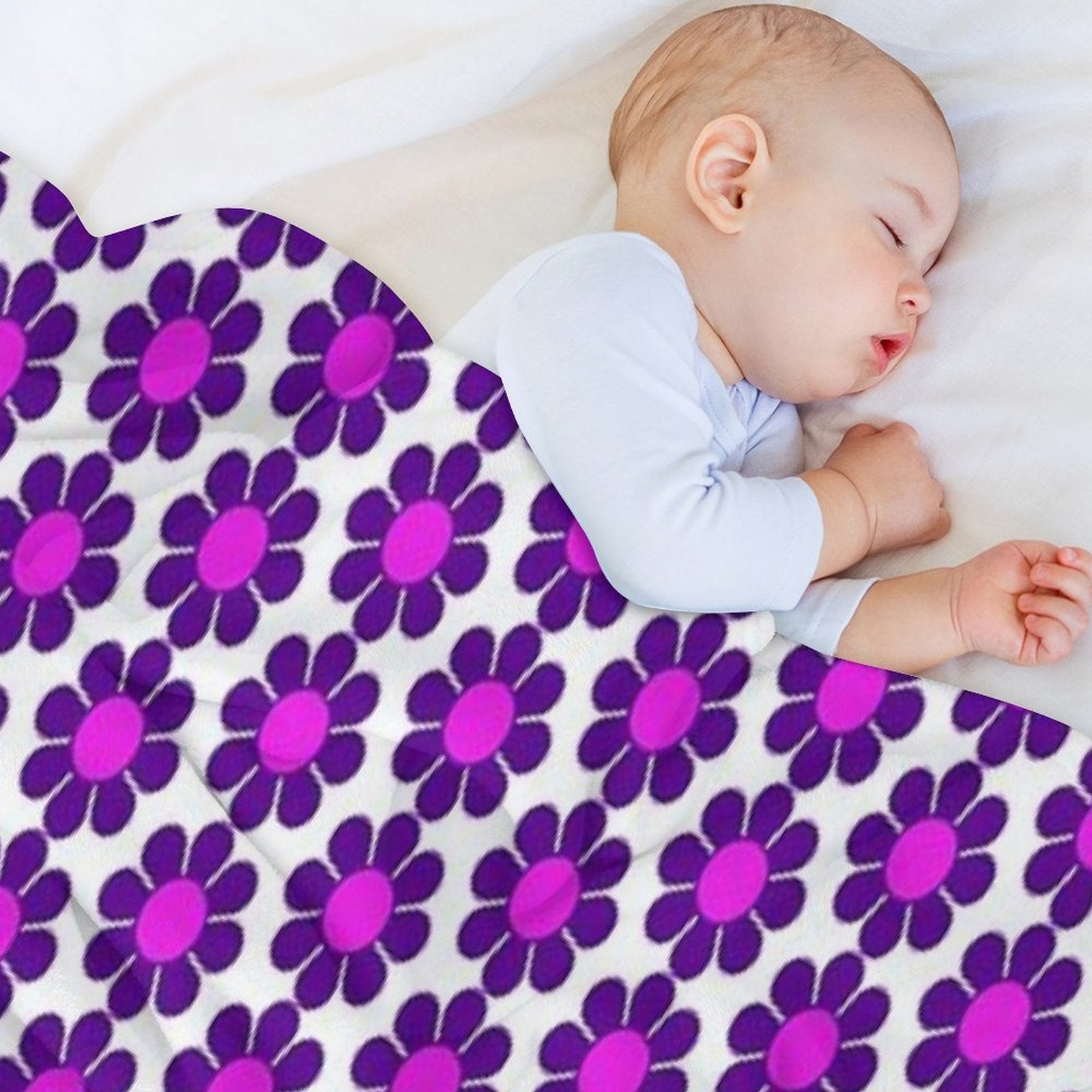 Purple Pink Hippy Flower Daisy Velvety-soft Throw Blanket