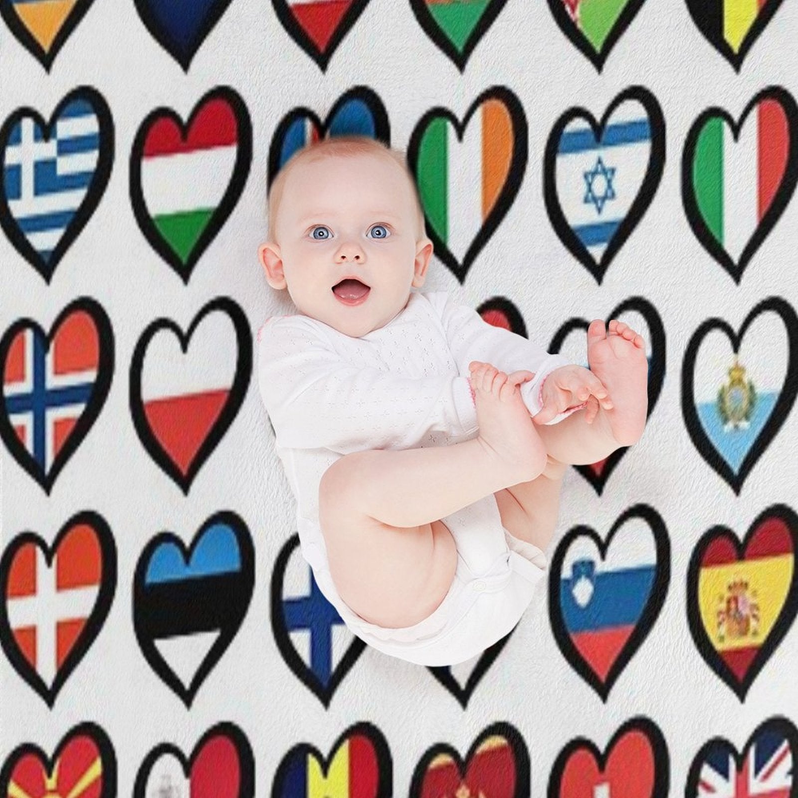 Eurovision Song Contest Flags Hearts ESC EBU Eurofans Gift-ready Throw Blanket