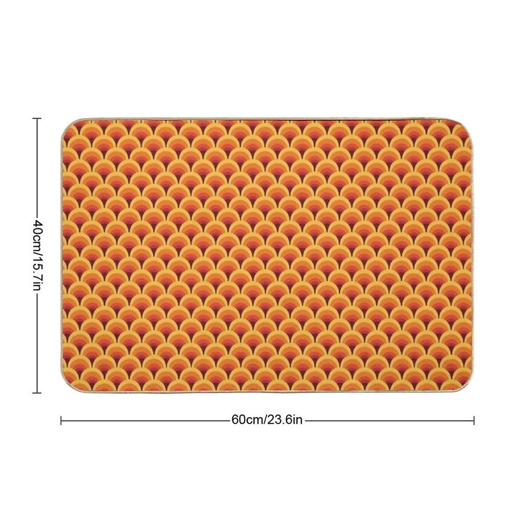 Orange Wave Gradient Retro Pattern  Dirt-Trapping Bath Mat