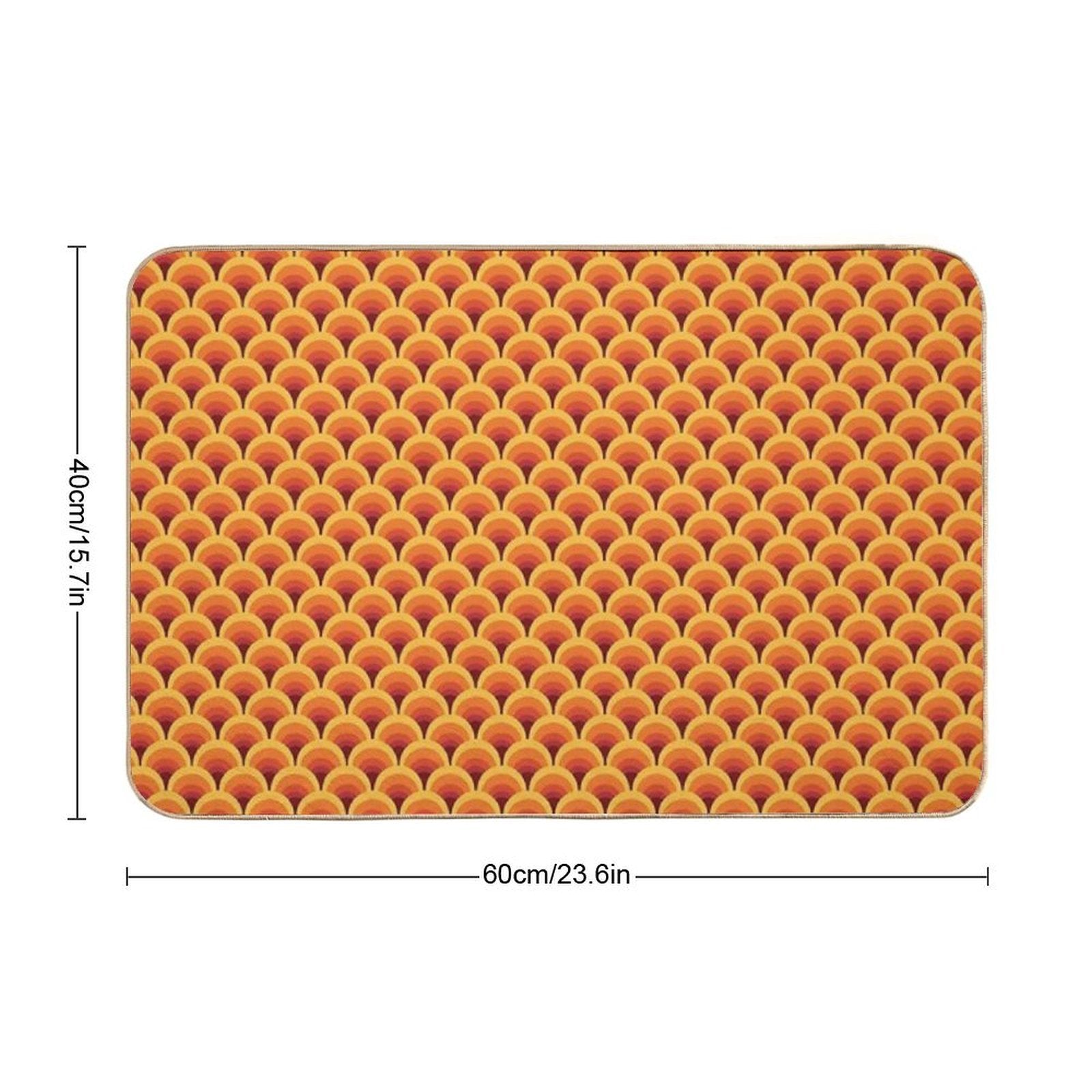 Orange Wave Gradient Retro Pattern  Dirt-Trapping Bath Mat