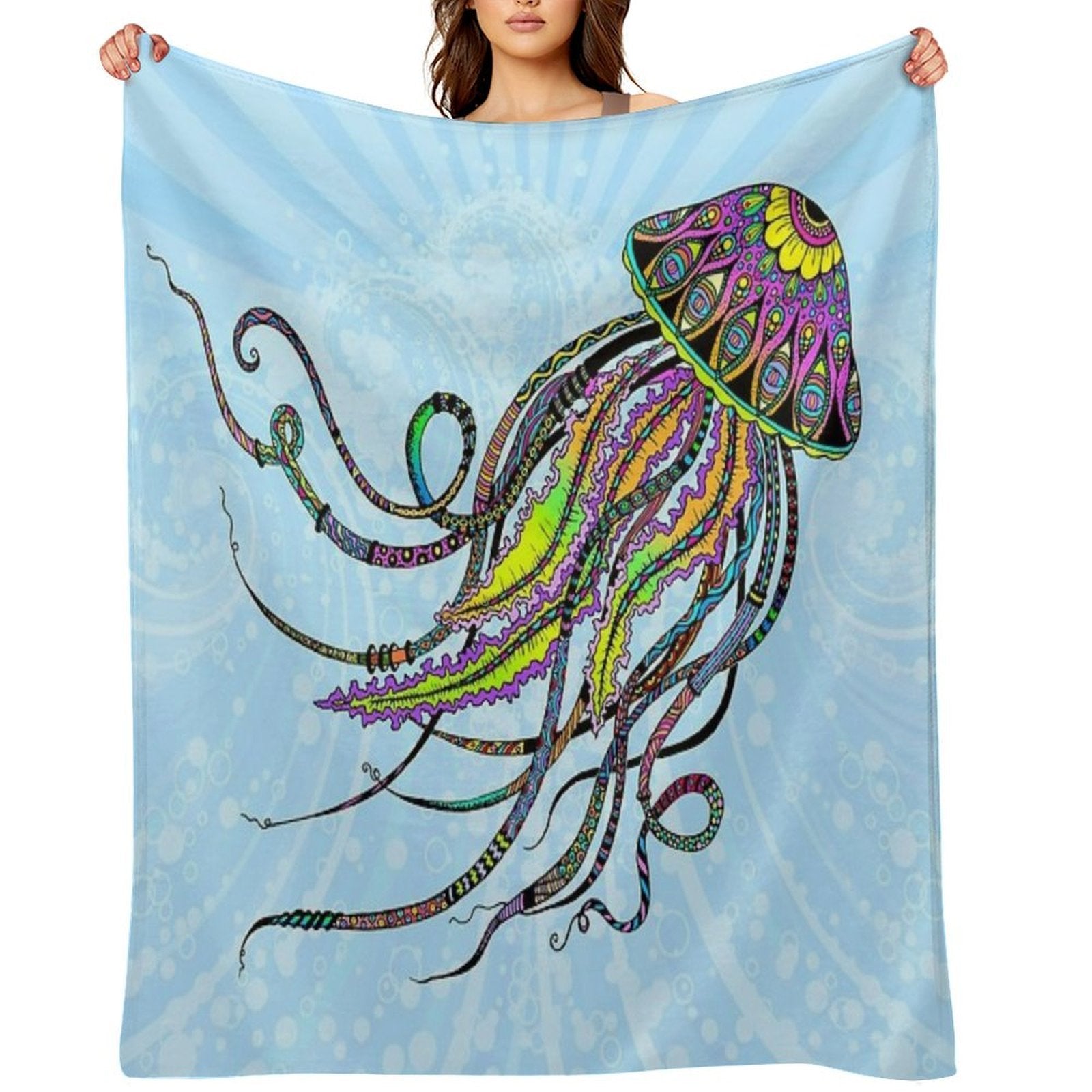 Electric Jellyfish Versatility Throw Blanket