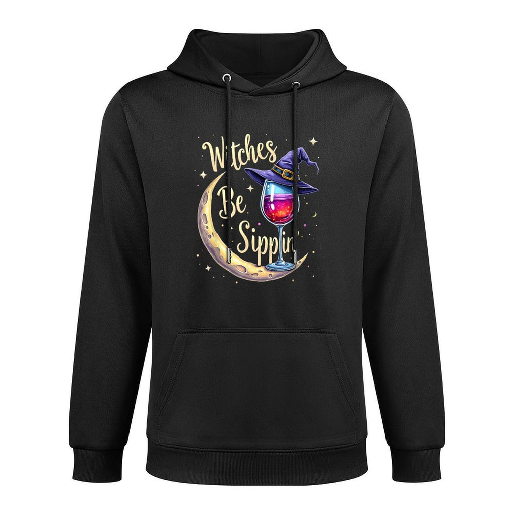 Witches Be Sippin’ Halloween Witch Wine Lover Humor Pilling-Resistant Hoodie