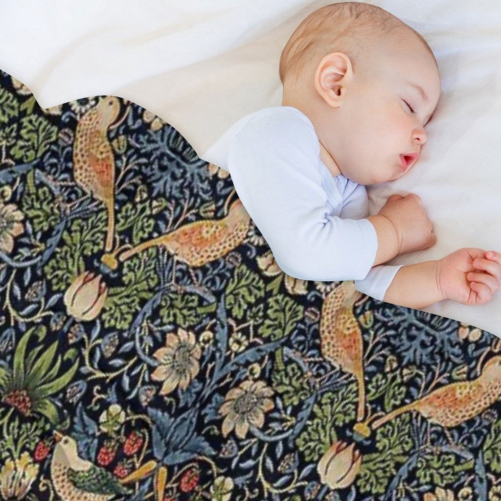 Strawberry Thief Royal Vintage Pattern Sustainable Throw Blanket