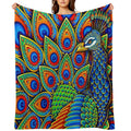 Colorful Paisley Peacock Rainbow Bird Machine-washable Throw Blanket