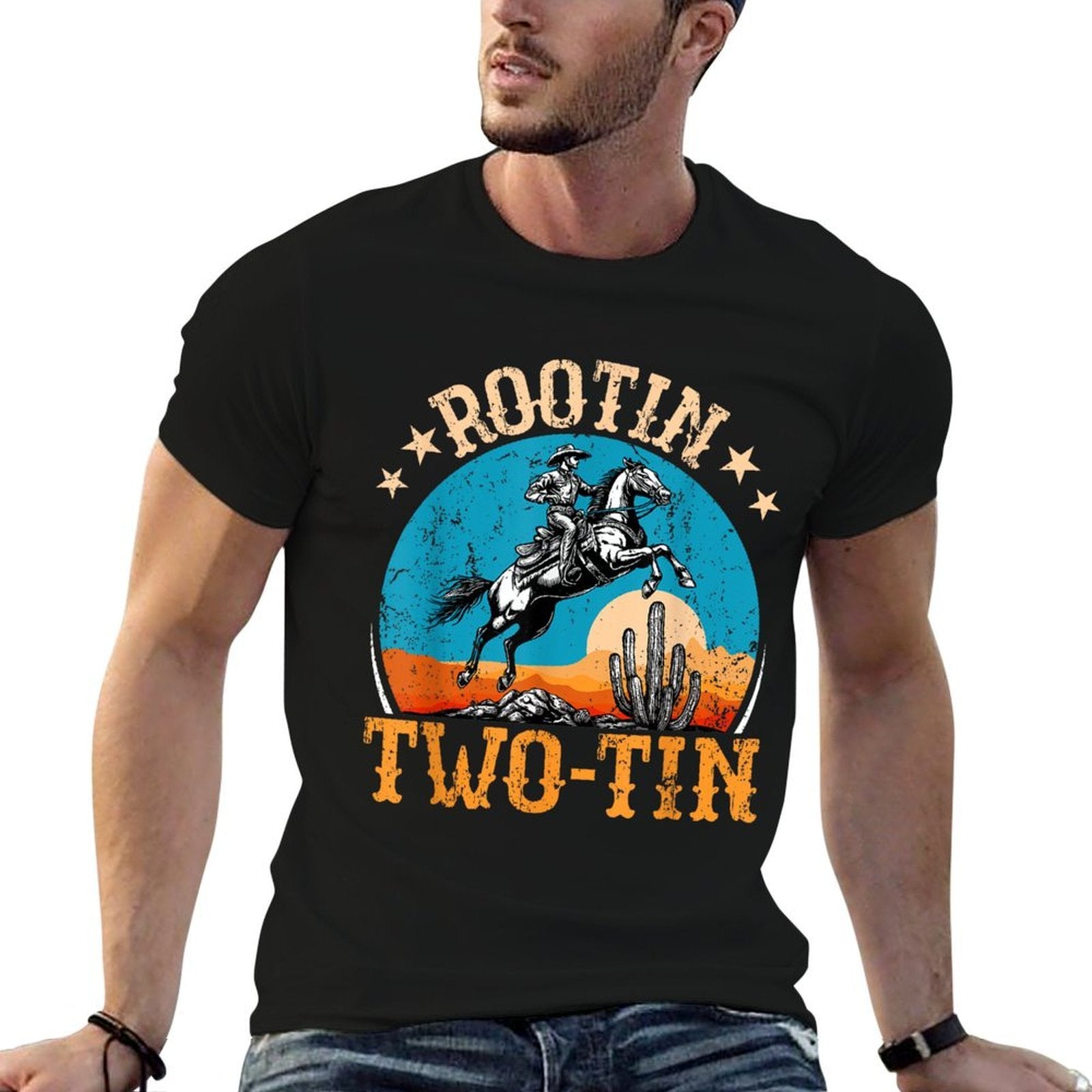 Rootin Two-tin 2nd Birthday 2 Year Old Western Cowboy Bday  Moisture-wicking T-Shirt