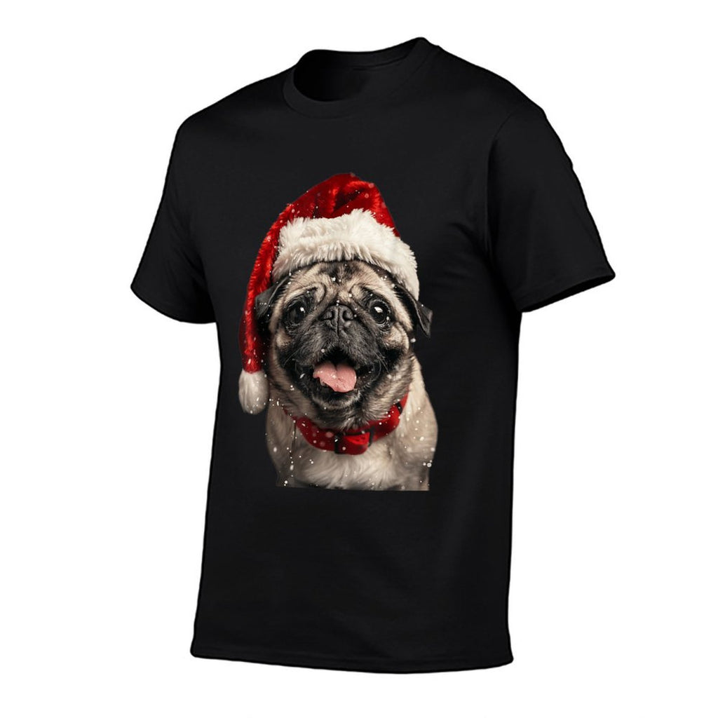 Pug Christmas  Heathered Texture T-Shirt