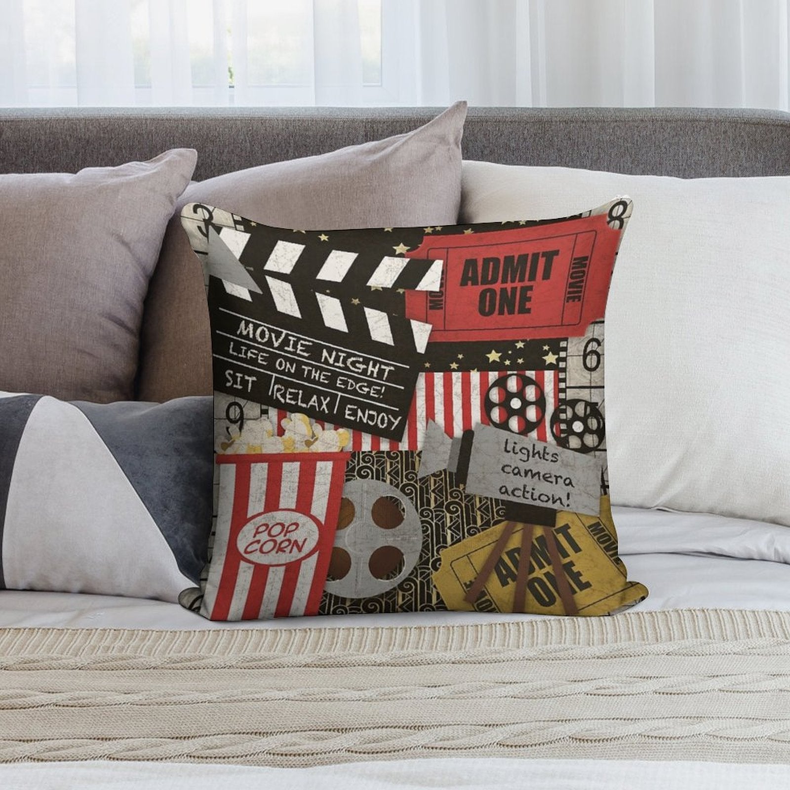 Home Movie-JP3516 Soft Short Plush Fabric Throw Pillow