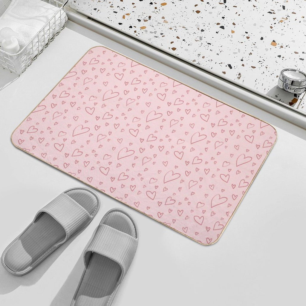 Cute Sweet Pink Hearts As Romantic Seamless Pattern Background Backdrop Wallpaper, Illustration of Love for Valentine's Day Durable Bath Mat