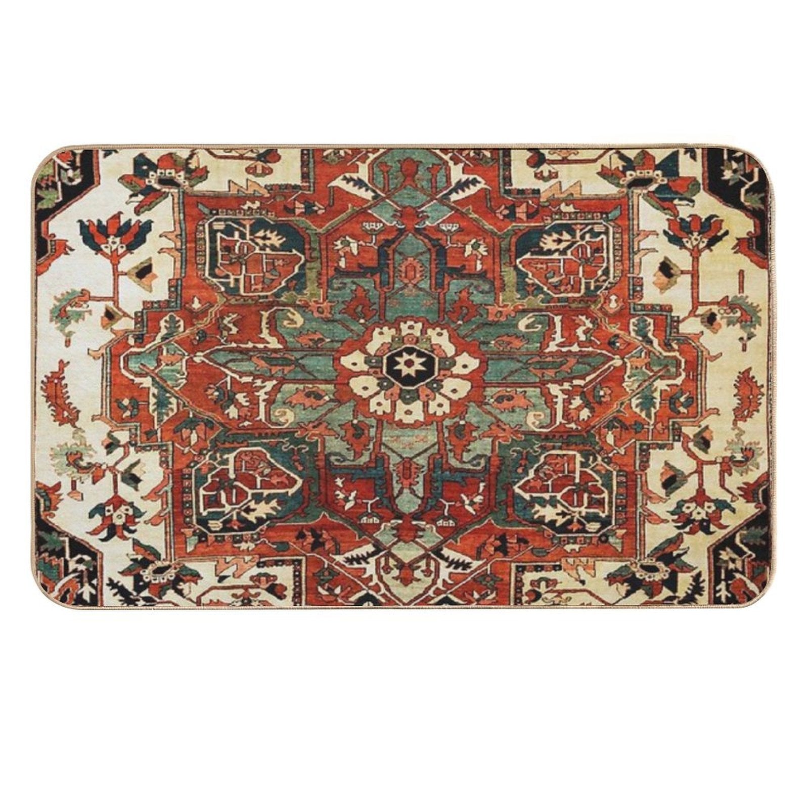Antique Persian Heriz Rug Print Durable Bath Mat