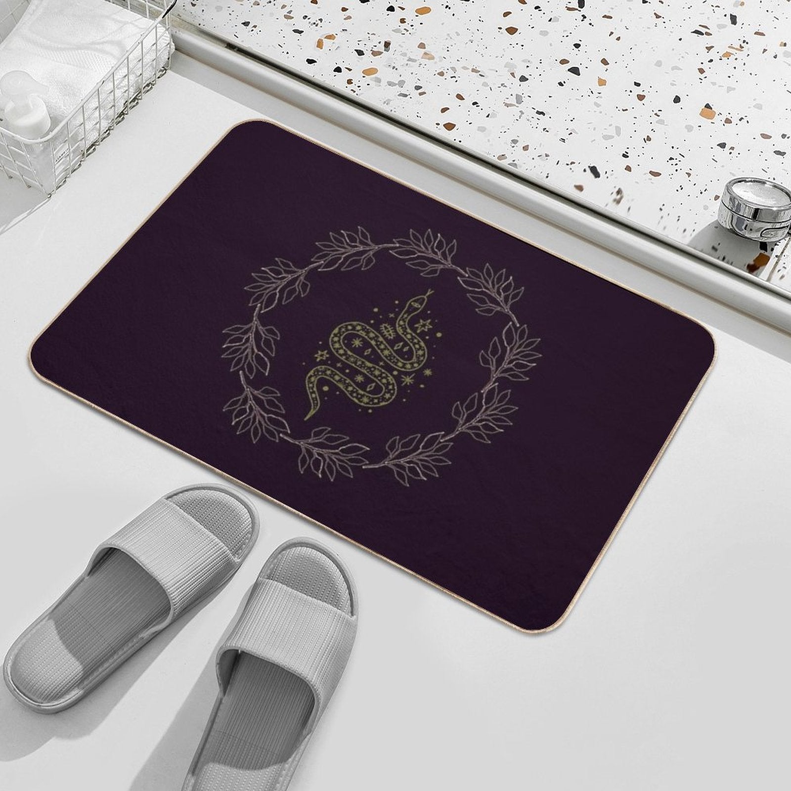 Green Witch Serpent And Wreath  Multi-Purpose Bath Mat