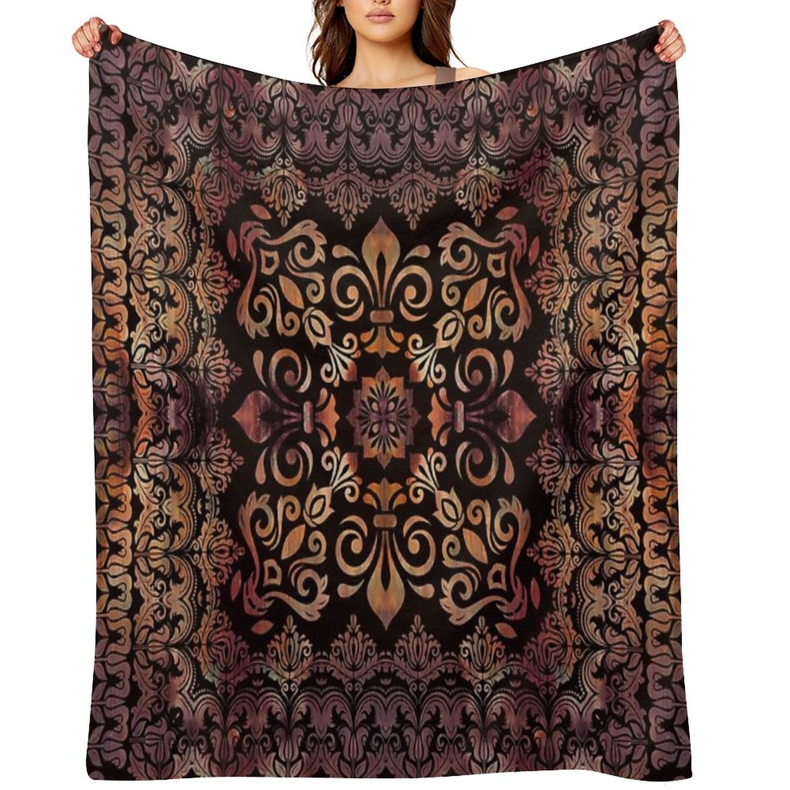 Oriental Damask Ornament - Vintage #3 Shrink-resistant Throw Blanket