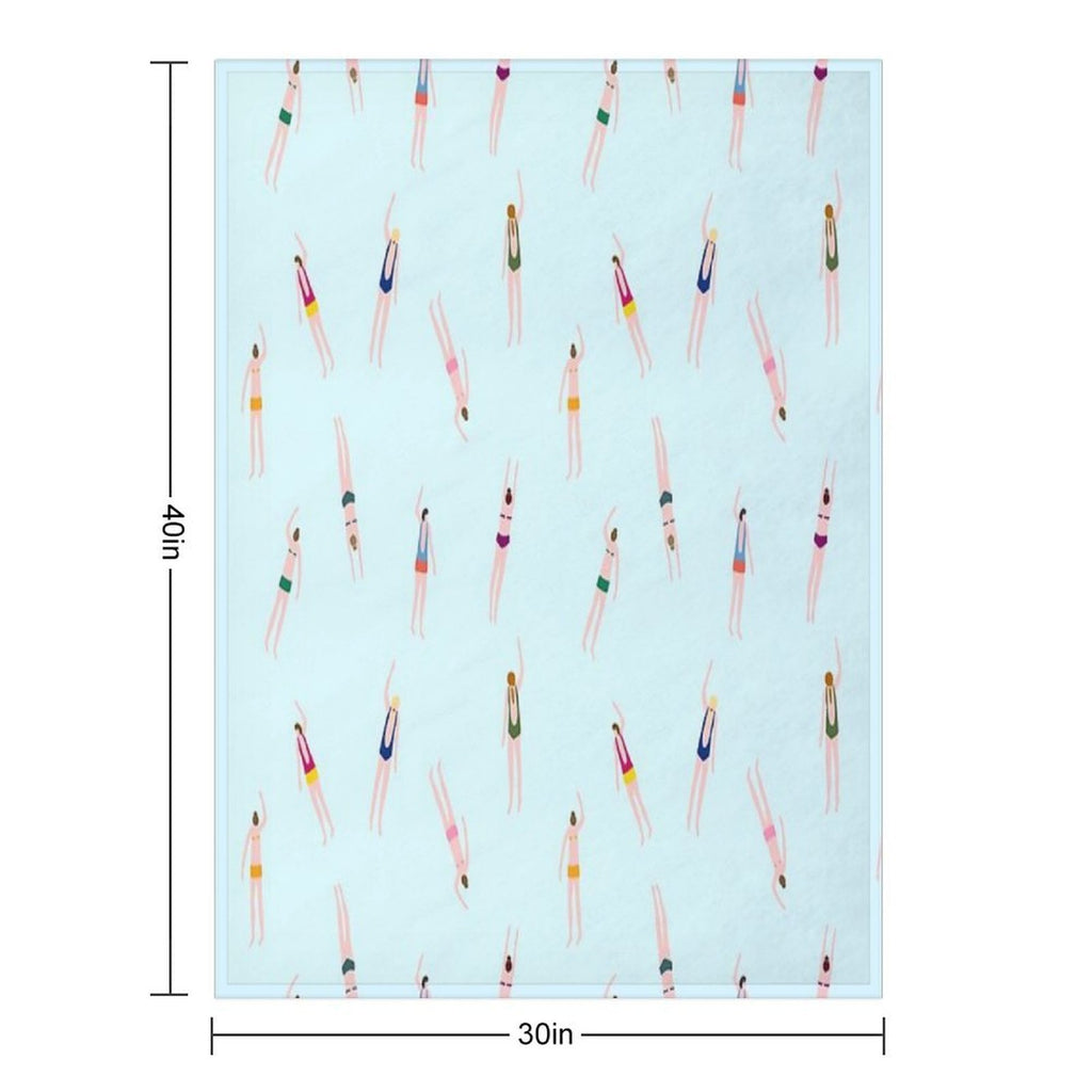 Swimmers in The Pool Sustainable Throw Blanket