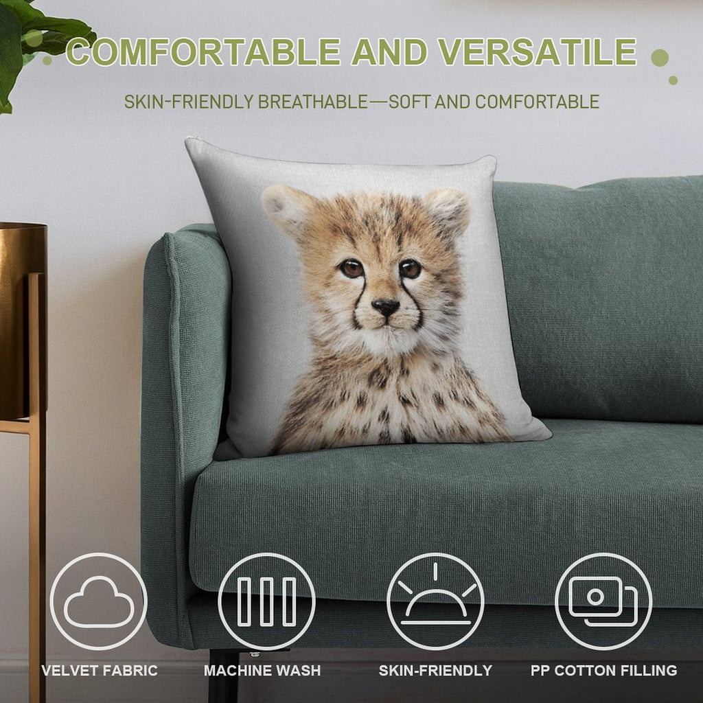 Baby Cheetah - Colorful Soft Bedroom Essential Throw Pillow