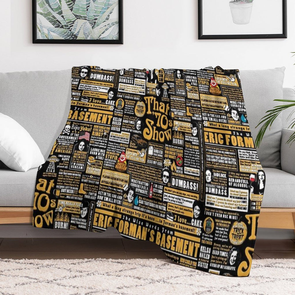 The Wise Words From Eric Forman's Basement Sustainable Throw Blanket