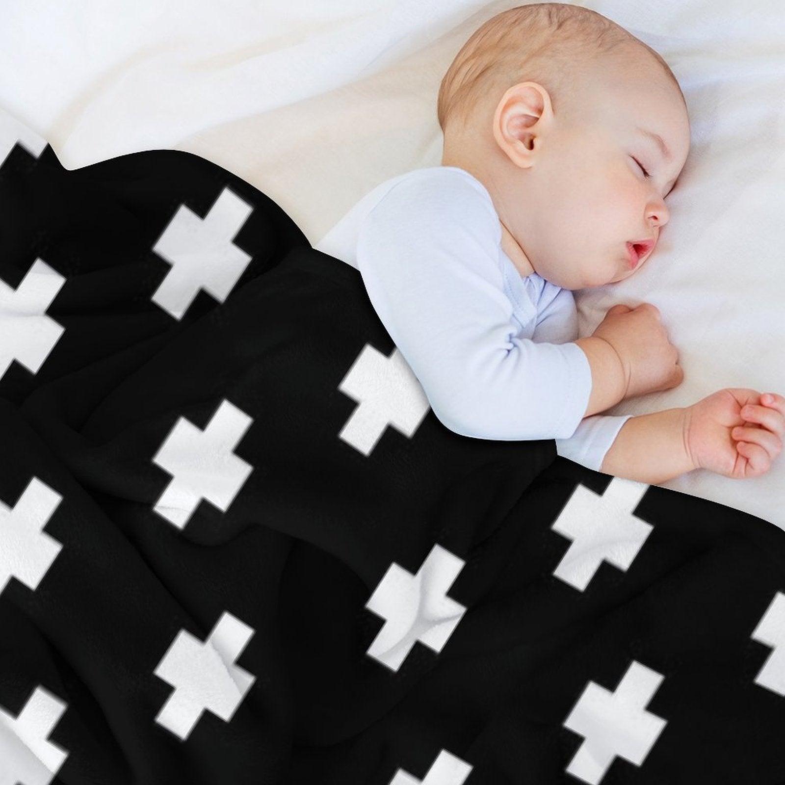 Swiss Cross Pattern Plush Throw Blanket