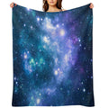 Turquoise Teal Purple Galaxy Nebula All-season Throw Blanket