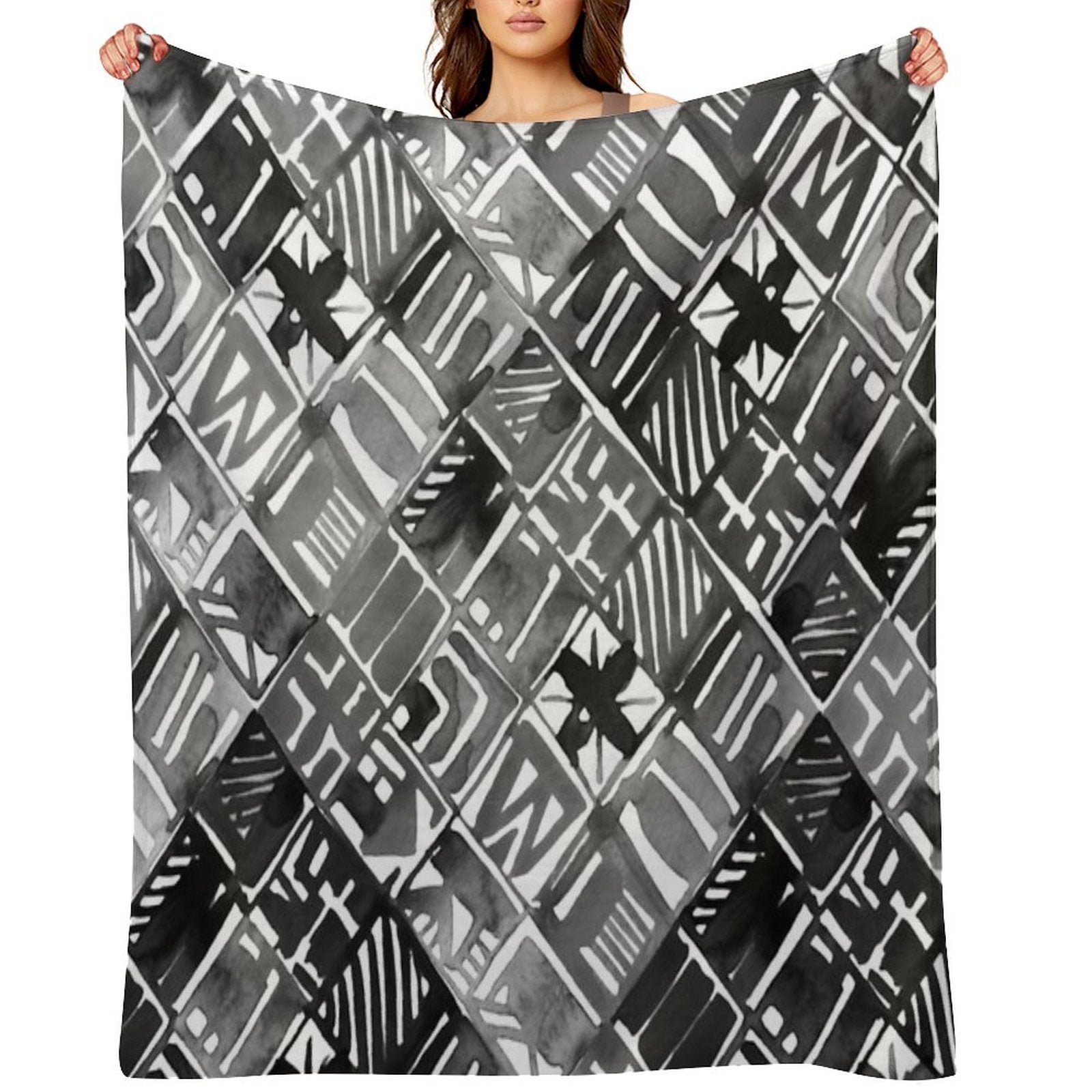Classic Black Summer Geo Easy Care Throw Blanket