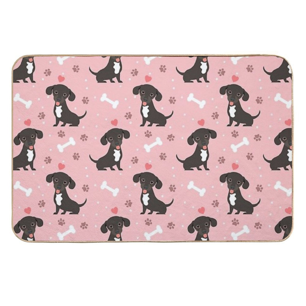 LOVE Black And White Chiweenie Dachshund Chihuahua Mix  Anti-Trip Bath Mat