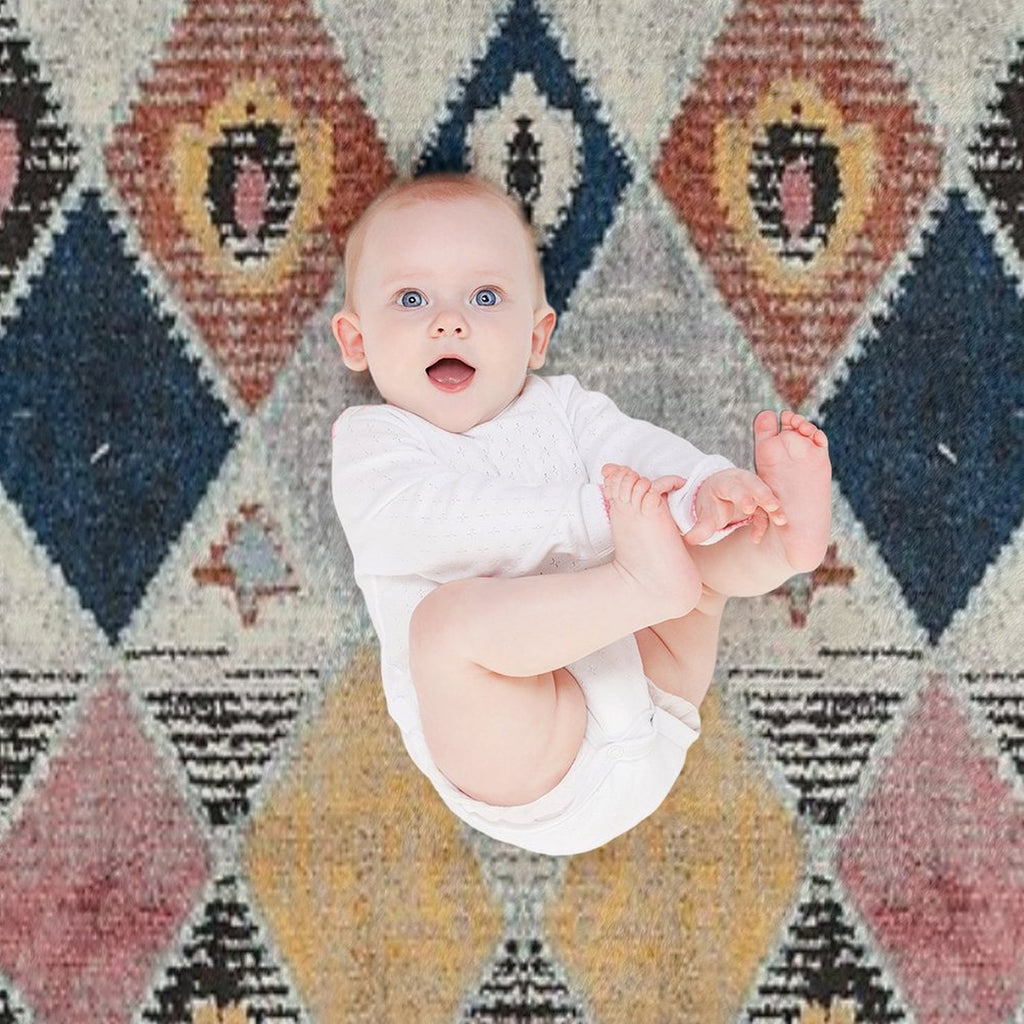 Heritage Bohemian Rug Style Easy Care Throw Blanket