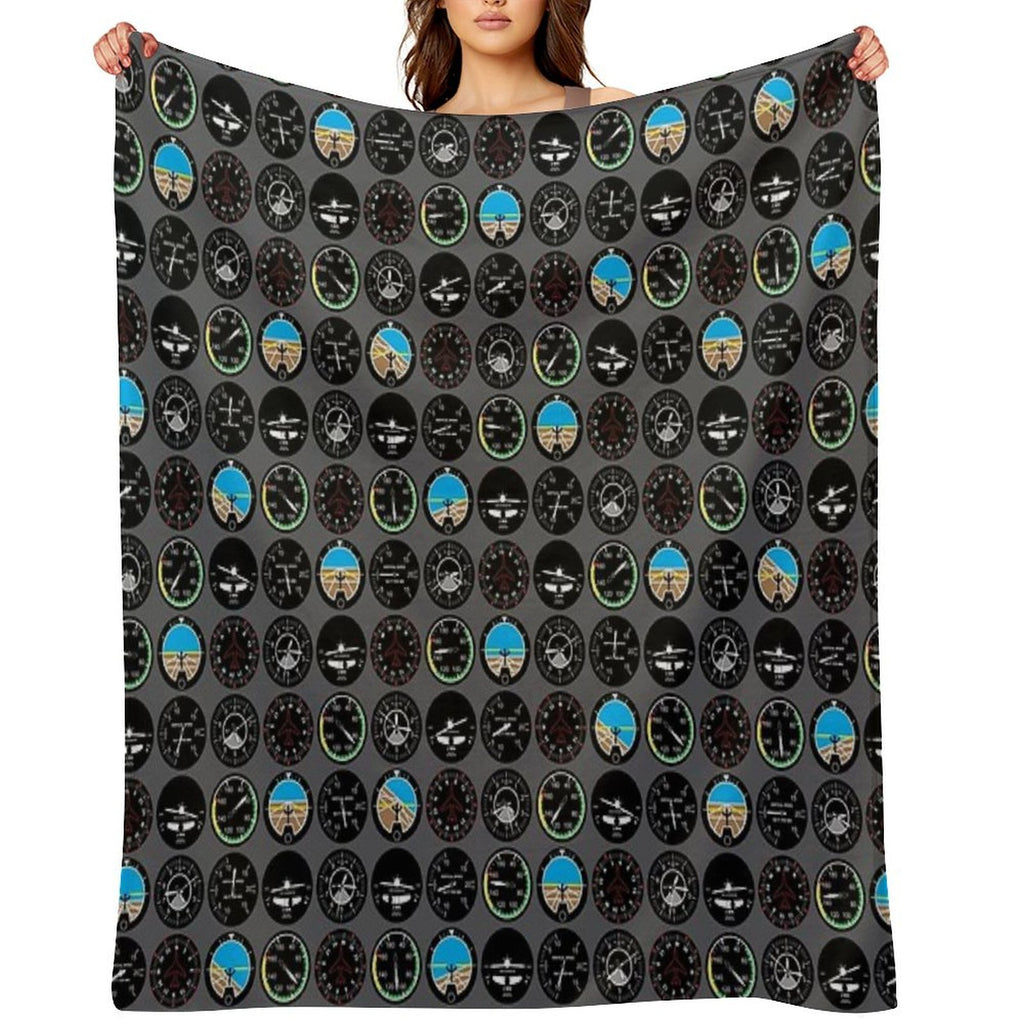 Flight Instruments Anti-pilling Throw Blanket