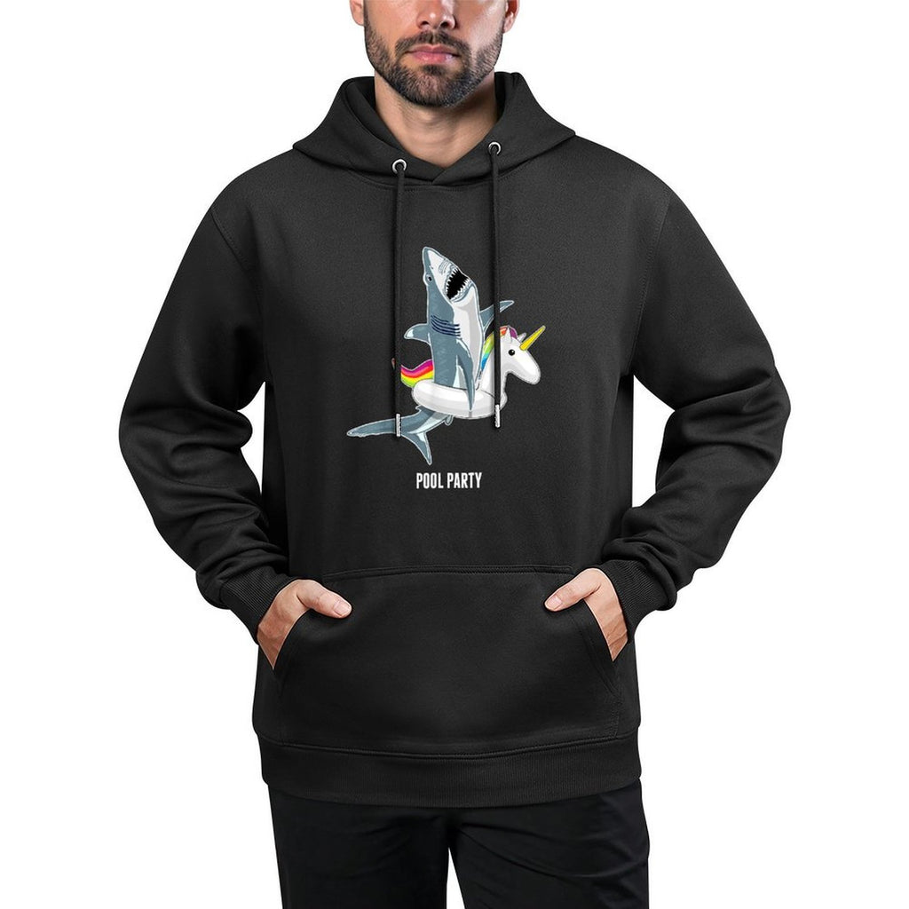 Pool Party Unicorn Float Funny Shark Lover Gift Kids Colorfast Hoodie