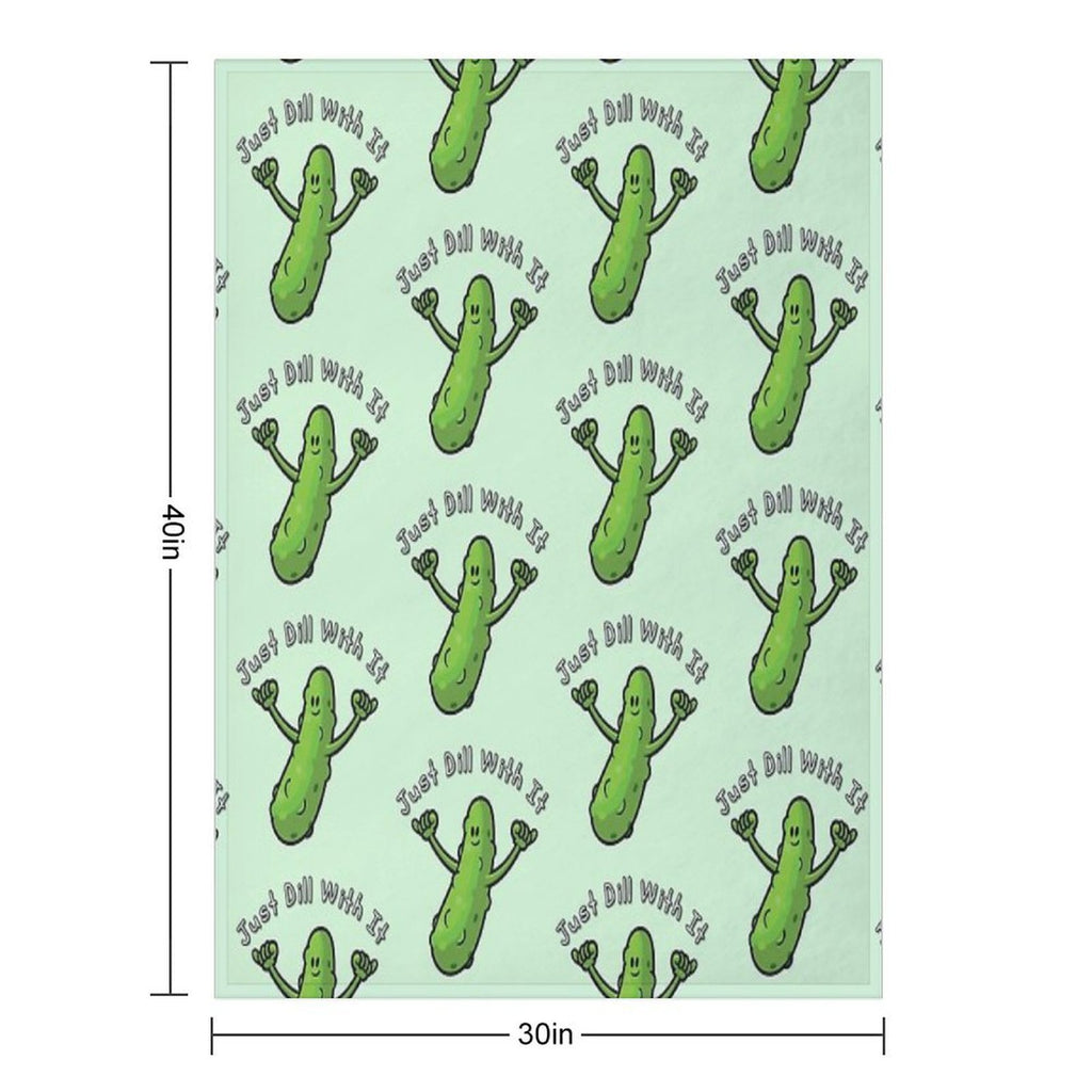 Just Dill With It Funny Cartoon Pickle Versatility Throw Blanket
