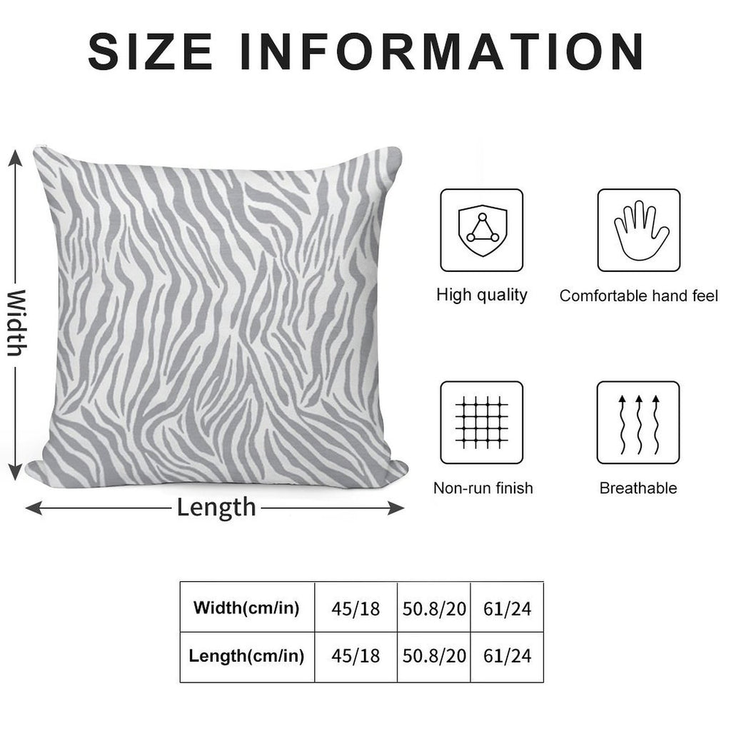 Stylish Grey Zebra Print Soft Bedroom Essential Throw Pillow