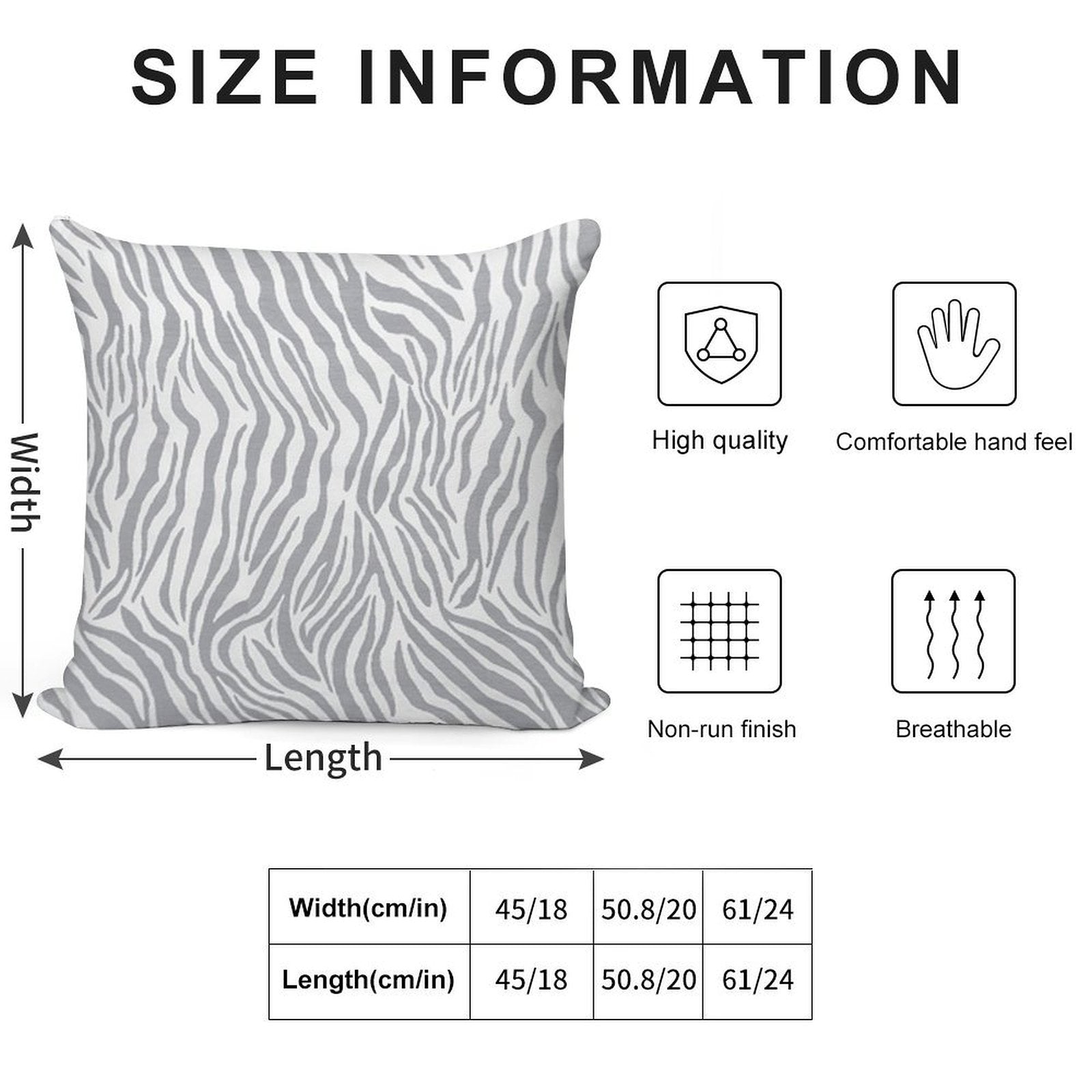 Stylish Grey Zebra Print Soft Bedroom Essential Throw Pillow