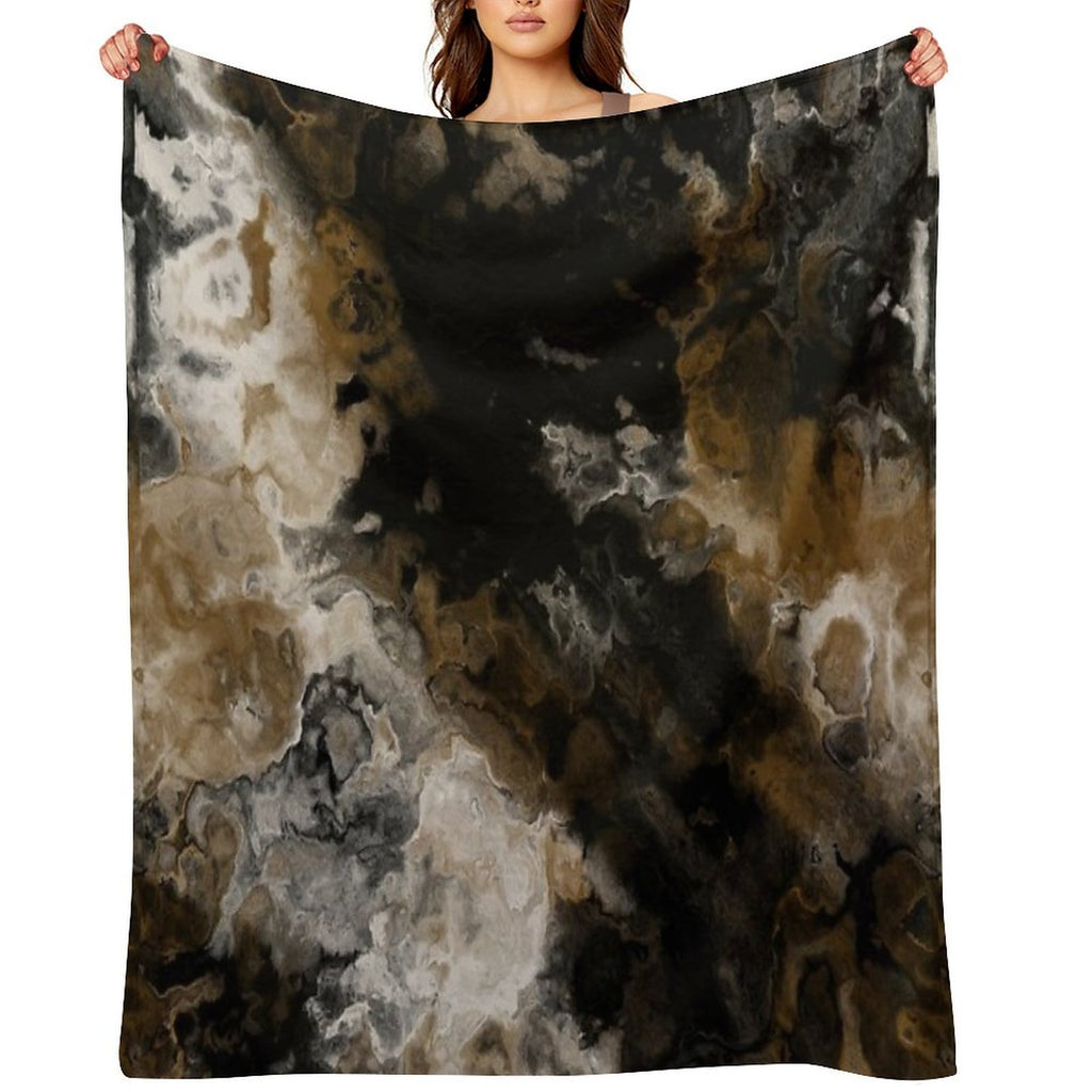 Black Gold And White Abstract Travel-friendly Throw Blanket
