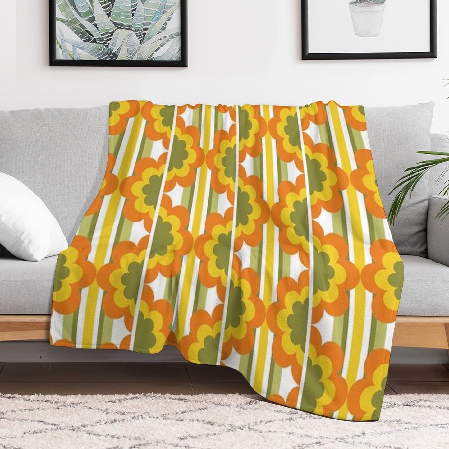 1970's Pattern  Retro 70s Vintage Seventies Style Velvety-soft Throw Blanket