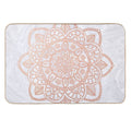 Rose Gold Mandala on White Marble  Easy To Clean Bath Mat