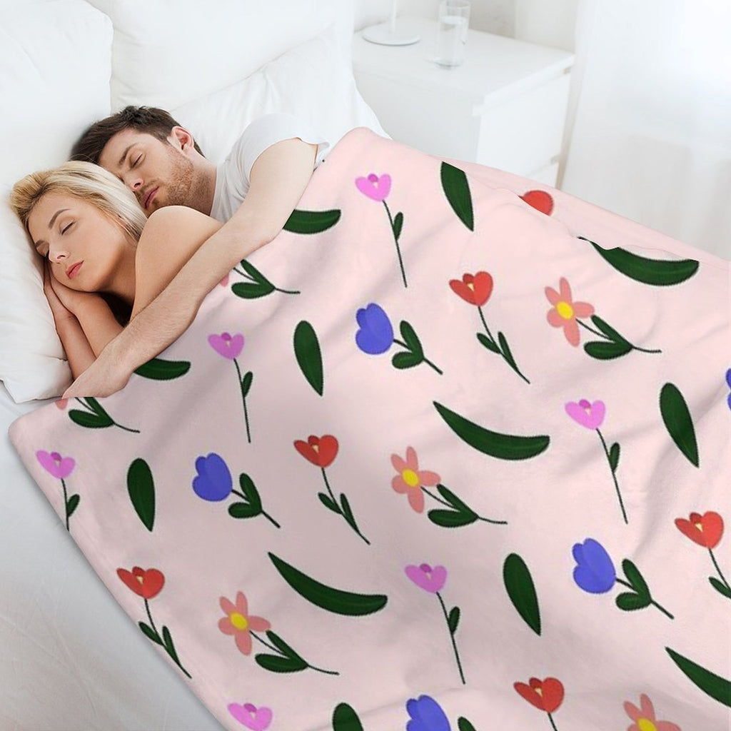 Pastel Flower Plush Throw Blanket