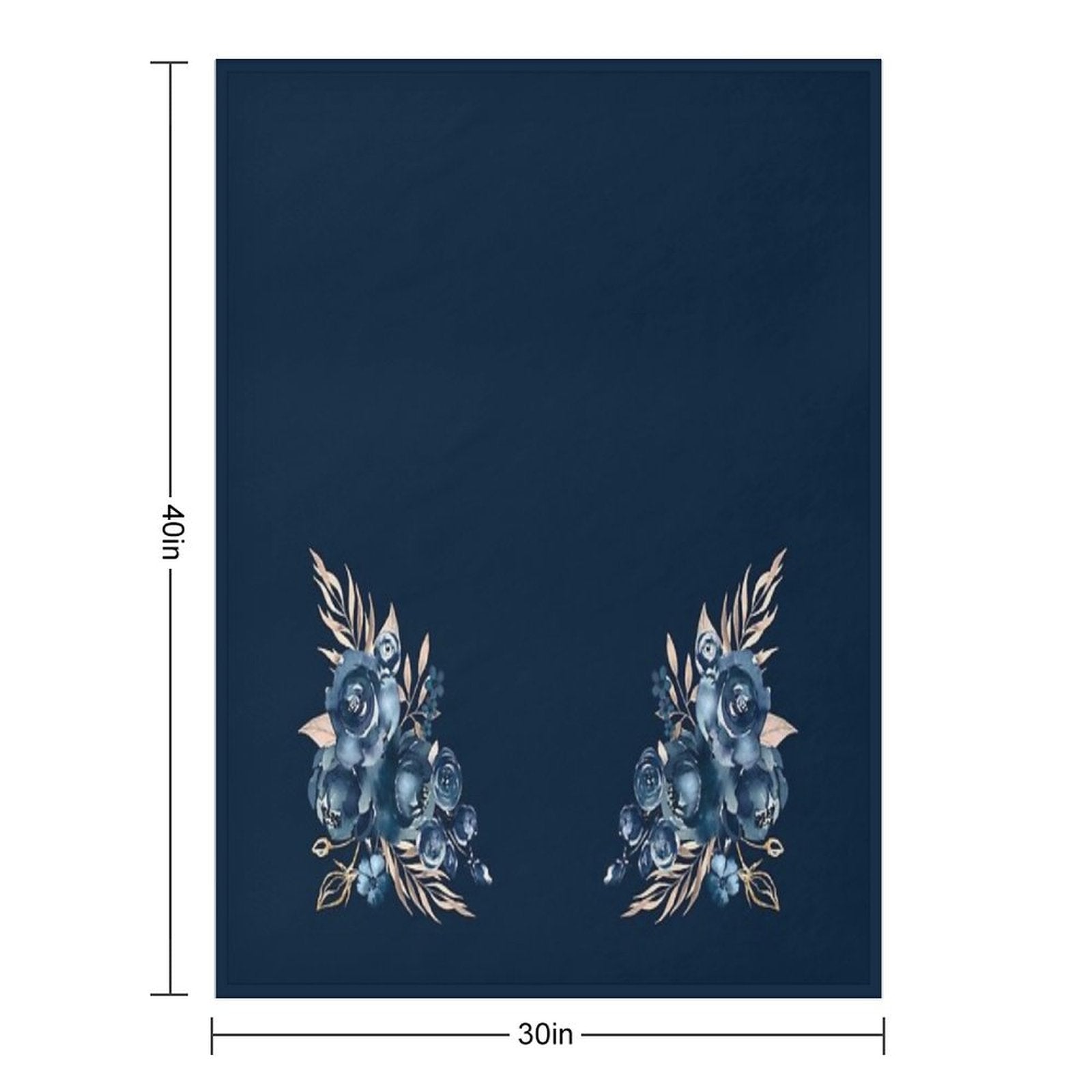 Navy Blue Floral, Watercolor Rose, Aesthetic Premium Throw Blanket