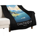 A Vintage Travel Illustration of Chautauqua Lake - New York - US Sustainable Throw Blanket