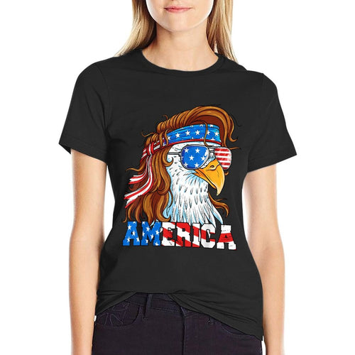 America Eagle 4th of July Mullet American Usa Patriotic  Graphic-printed T-Shirt
