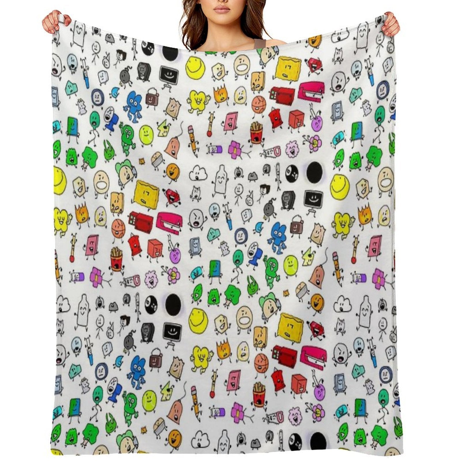 BFDI All Characters (Transparent) Wrinkle-free Throw Blanket