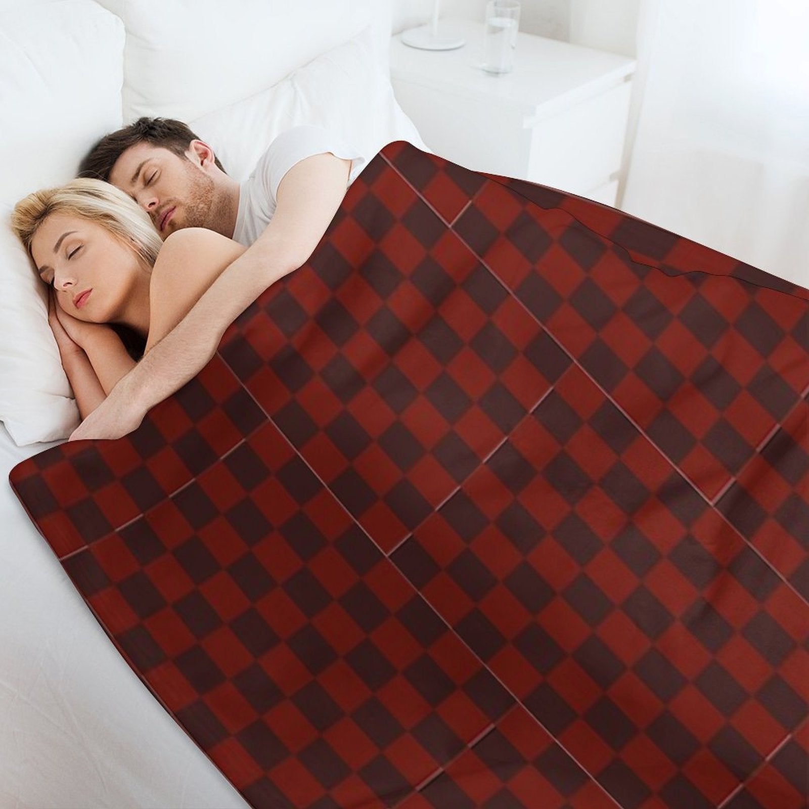 Ches Pattern Red Machine-washable Throw Blanket