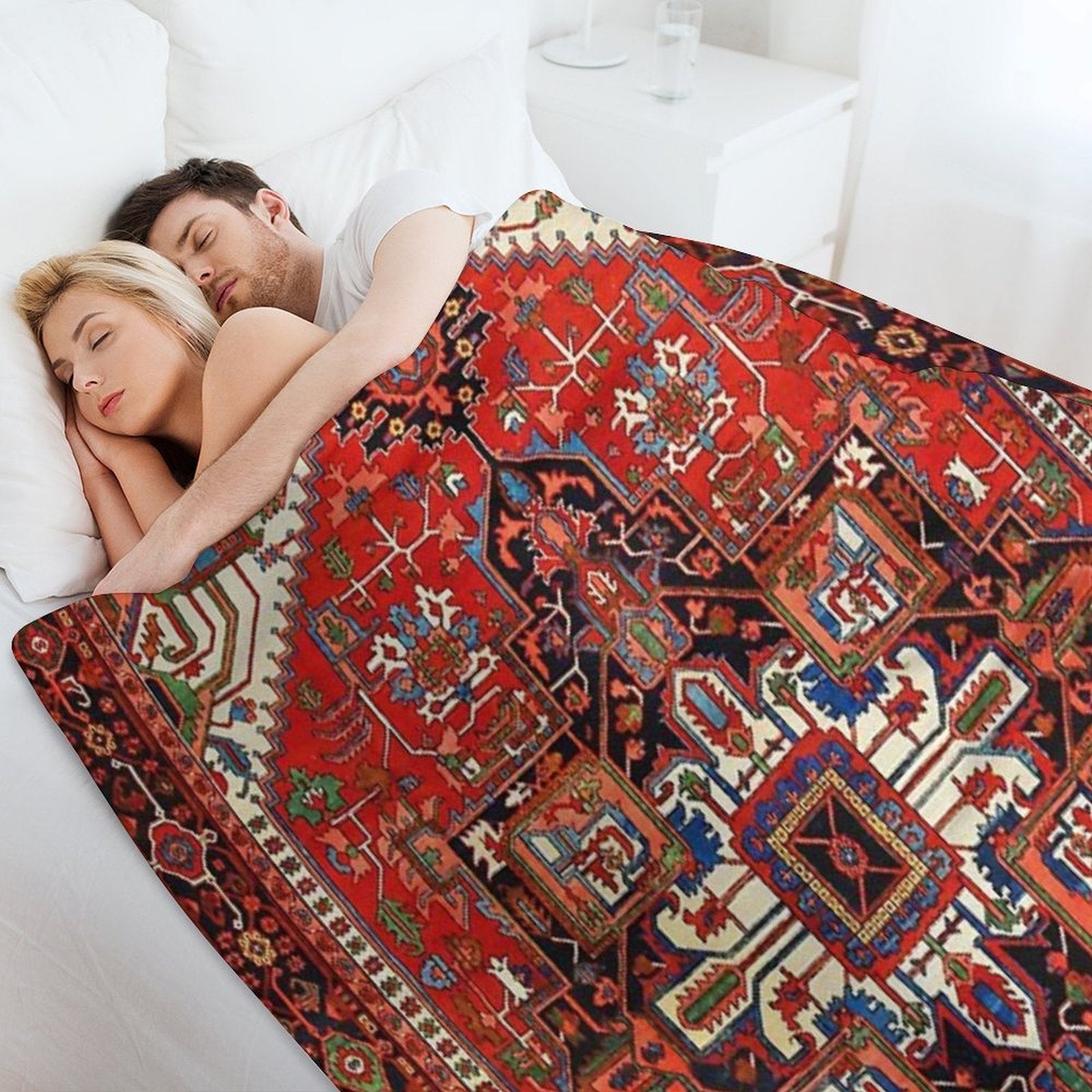 Antique Heriz Persian Rug Print Sustainable Throw Blanket