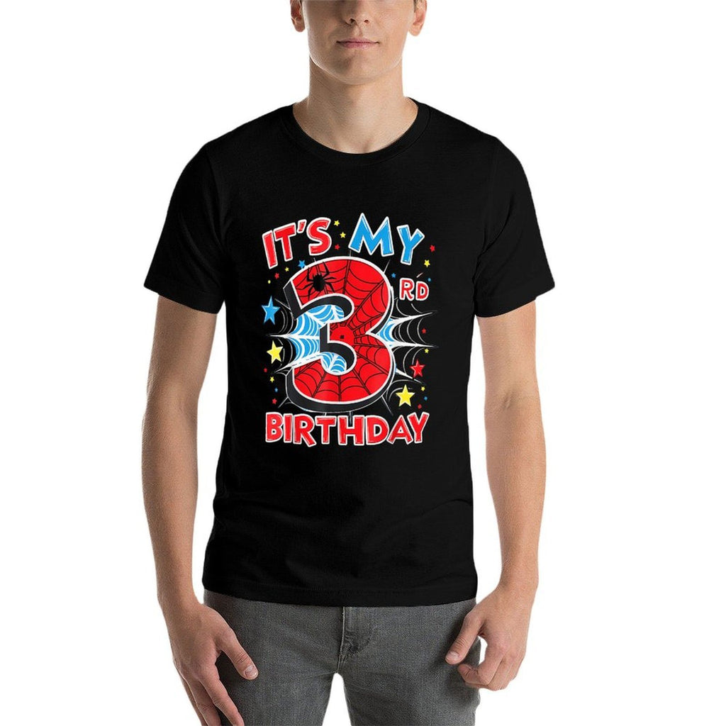 Kids It's My 3rd Birthday Spider Theme Party 3 Years Old  Relaxed-fit T-Shirt