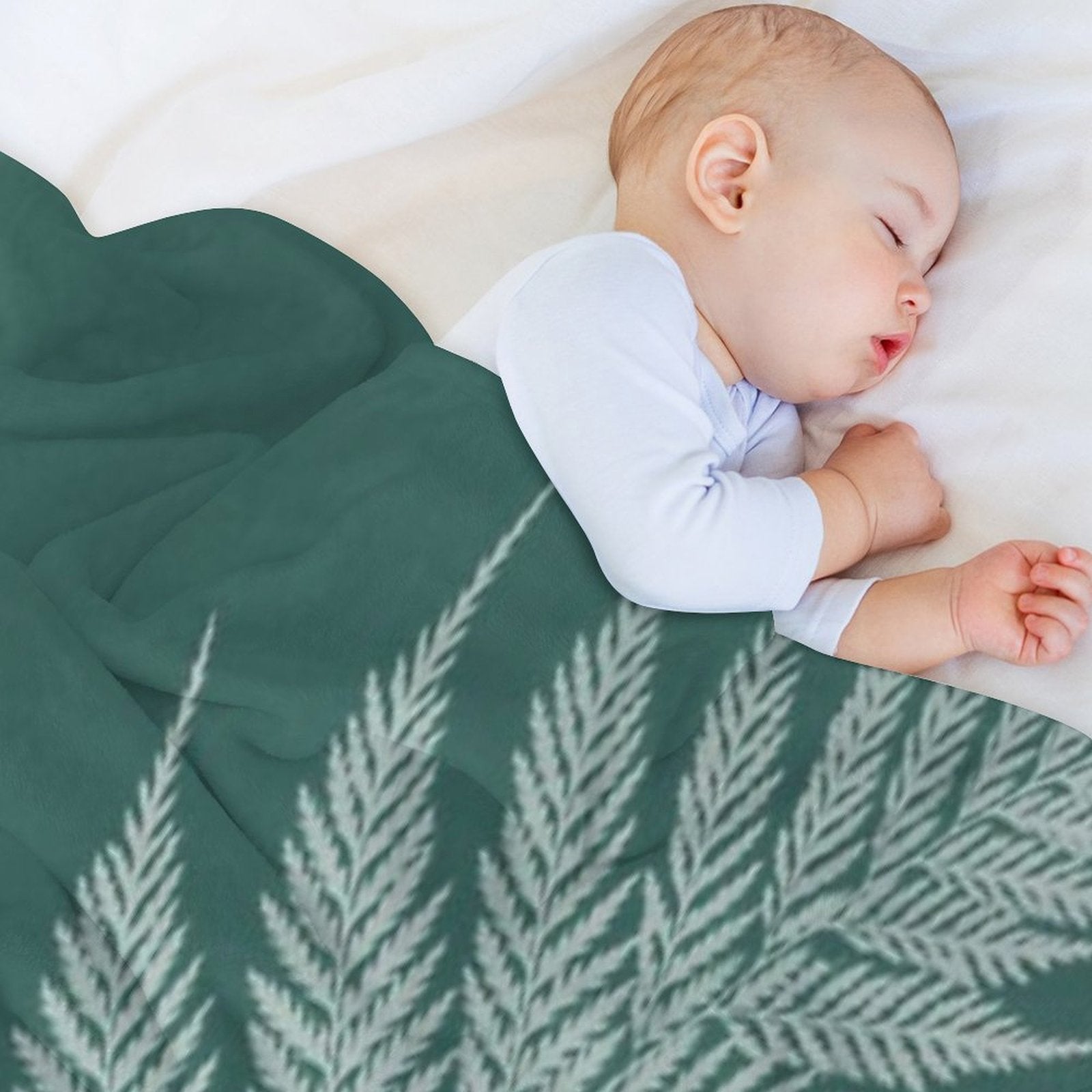Green Fern Anti-pilling Throw Blanket