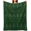 Art Deco in Emerald Green Machine-washable Throw Blanket