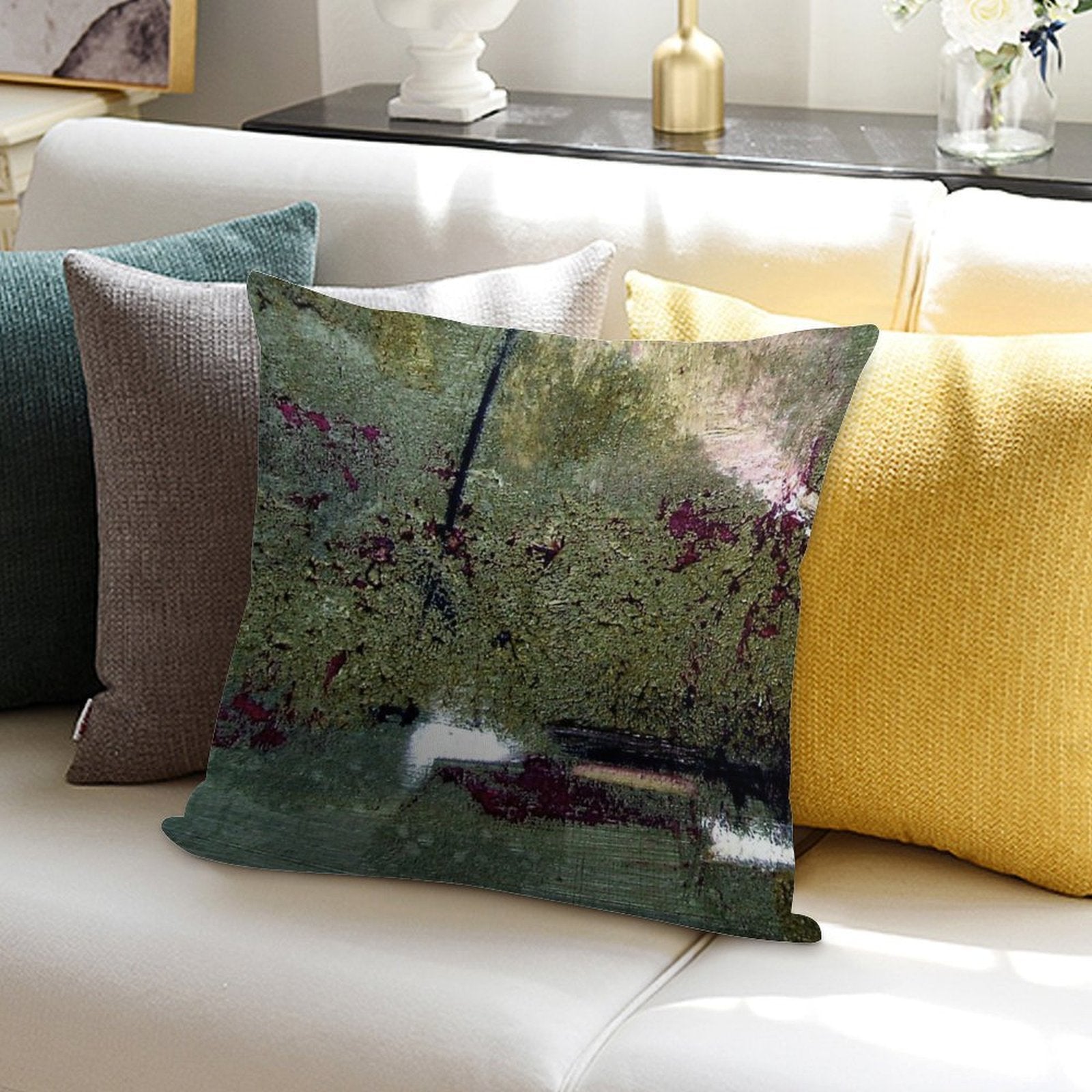 Sage And Plum Textured Abstract Soft Washable Throw Pillow