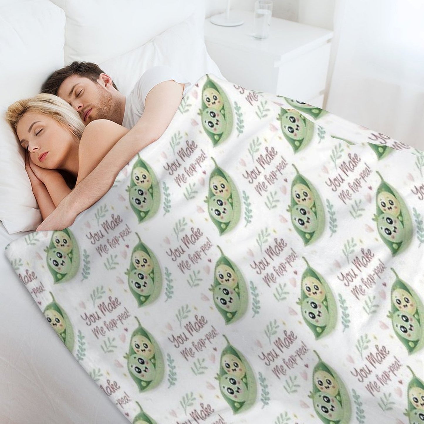 You Make Me Hap-pea! Kawaii Cute Puns Compact Throw Blanket
