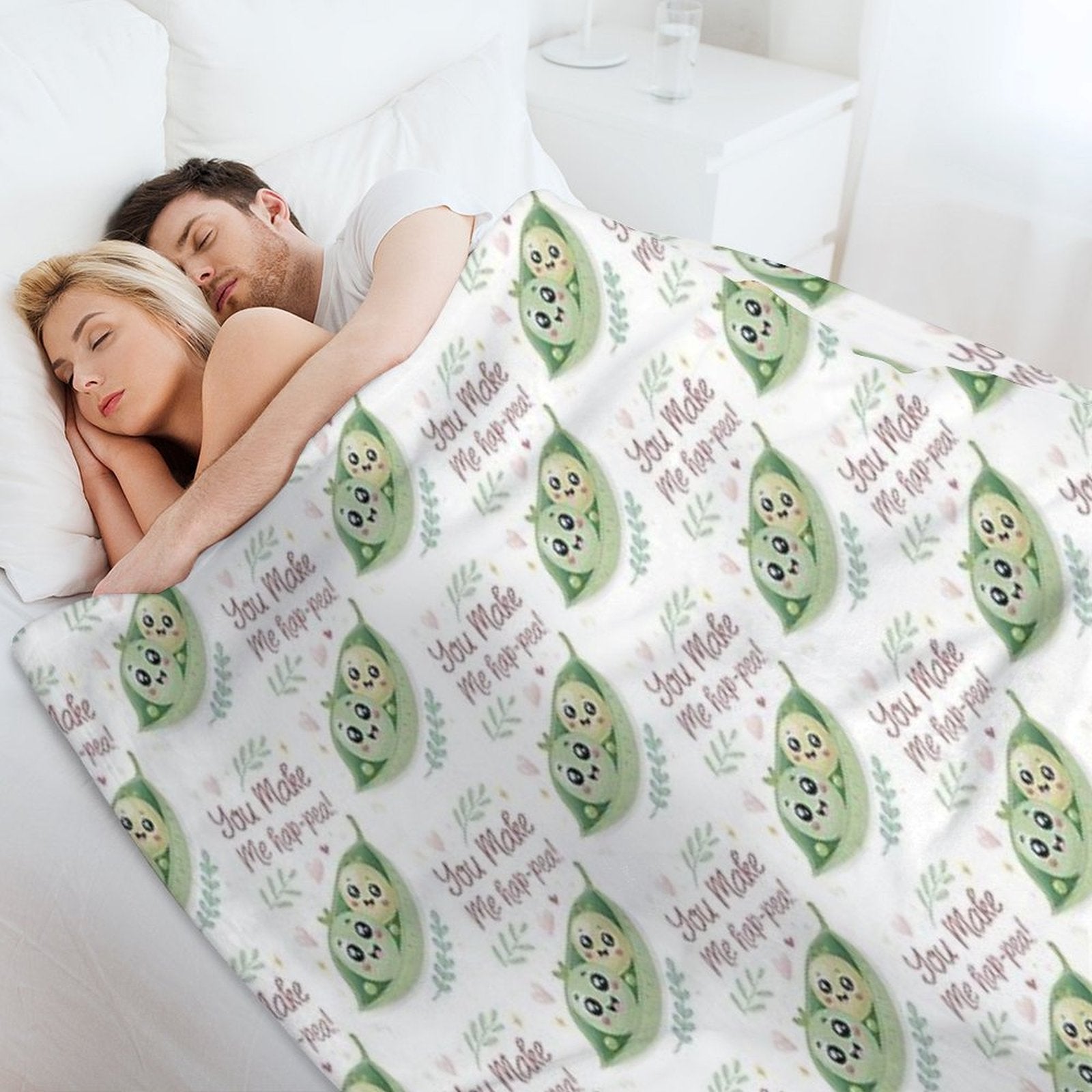 You Make Me Hap-pea! Kawaii Cute Puns Compact Throw Blanket